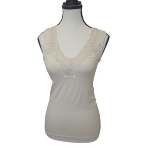 Banana Republic Lace-Trim Tank Top • Petite M • Soft Girl Elegant Layering Piece